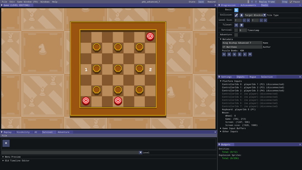 Chessplosion's internal editing tools using dear imgui
