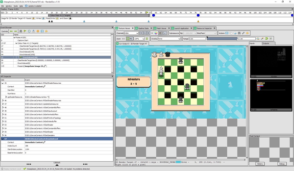 Looking at a frame of Chessplosion's graphics in RenderDoc